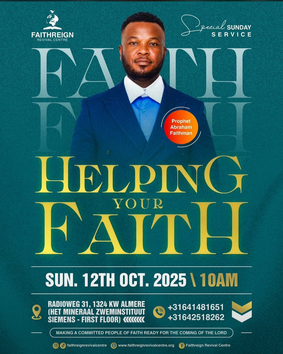 Flyer for Helping Your Faith, Special Sunday Service