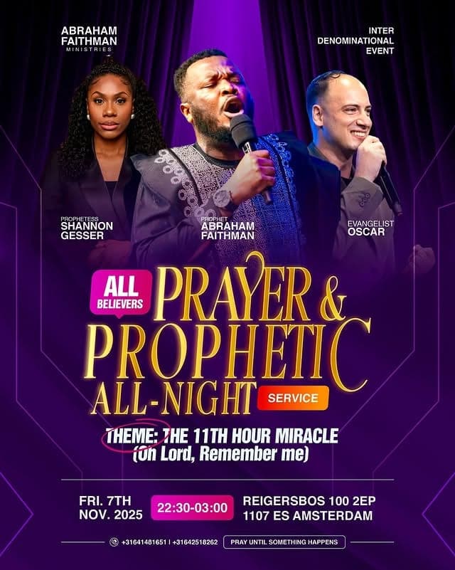 Flyer for Prayer & Prophetic All-Night, The 11th Hour Miracle: Oh Lord, Remember Me